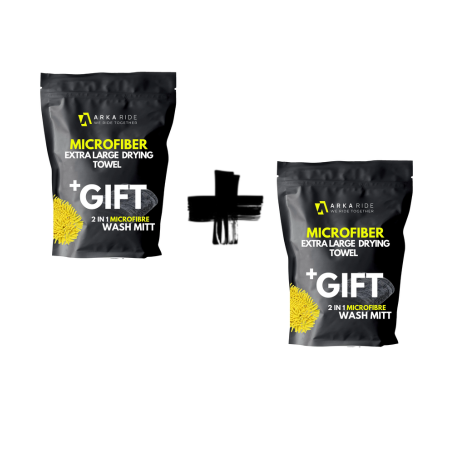 Paquete: 2 x toalla de microfibra para coche Arka Ride 1000 GSM ultra grande + 2 x guantes de microfibra de REGALO