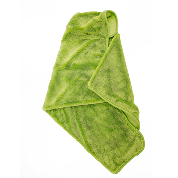 Toalla de microfibra ultra absorbente AMOS Powerfluff verde 1000 GSM 60 x 80 cm + Guante de REGALO