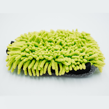 Toalla de microfibra ultra absorbente AMOS Powerfluff verde 1000 GSM 60 x 80 cm + Guante de REGALO