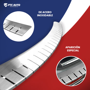 Protección para borde del maletero de acero inoxidable Mitsubishi Outlander III, fabricación 2015 - presente, carrocería suv versión de carbono, para modelos con borde del maletero sin sensores de aparcamiento | 30-4089