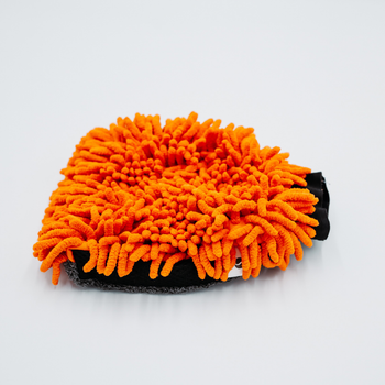 Toalla de microfibra ultra absorbente AMOS Powerfluff naranja 1000 GSM 60 x 80 cm + Guante de REGALO