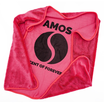 Toalla de microfibra ultra absorbente AMOS Powerfluff rosa 1000 GSM 60 x 80 cm + Guante de REGALO