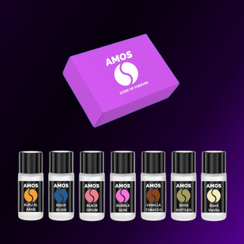 Pack Amos mini Purple – difusor de aromas gris + set morado con 7 recambios de fragancias