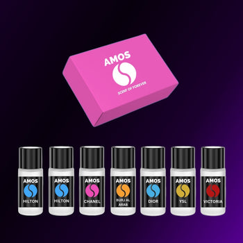 Pack Amos mini Pink – difusor de aromas gris + set rosa con 7 recambios de fragancias
