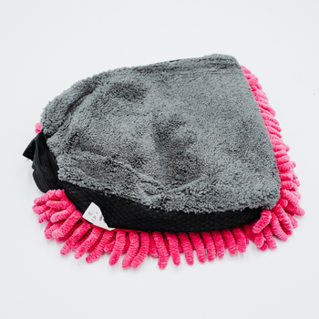 Toalla de microfibra ultra absorbente AMOS Powerfluff rosa 1000 GSM 60 x 80 cm + Guante de REGALO