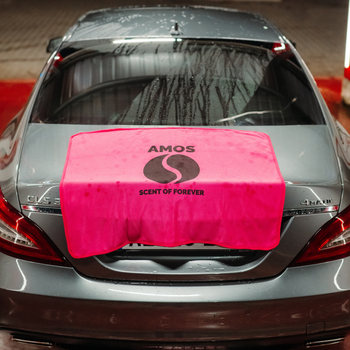 Toalla de microfibra ultra absorbente AMOS Powerfluff rosa 1000 GSM 60 x 80 cm + Guante de REGALO