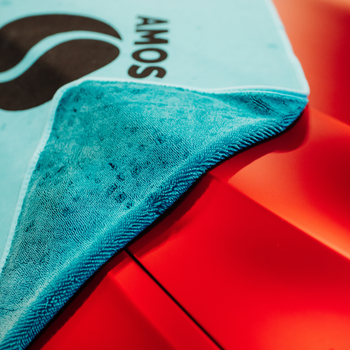 Toalla de microfibra ultra absorbente AMOS Powerfluff azul 1000 GSM 60 x 80 cm + Guante de REGALO