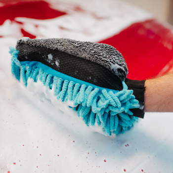 Toalla de microfibra ultra absorbente AMOS Powerfluff azul 1000 GSM 60 x 80 cm + Guante de REGALO