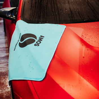 Toalla de microfibra ultra absorbente AMOS Powerfluff azul 1000 GSM 60 x 80 cm + Guante de REGALO