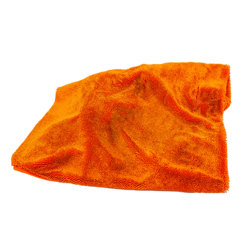 Toalla de microfibra ultra absorbente AMOS Powerfluff naranja 1000 GSM 60 x 80 cm + Guante de REGALO
