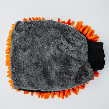 Toalla de microfibra ultra absorbente AMOS Powerfluff naranja 1000 GSM 60 x 80 cm + Guante de REGALO