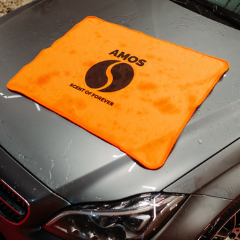 Toalla de microfibra ultra absorbente AMOS Powerfluff naranja 1000 GSM 60 x 80 cm + Guante de REGALO