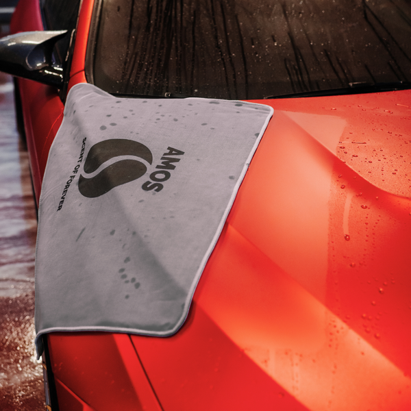 Toalla de microfibra ultra absorbente AMOS Powerfluff gris 1000 GSM 60 x 80 cm + Guante de REGALO