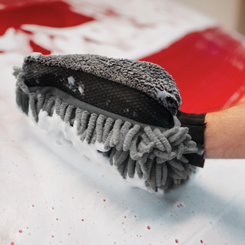 Toalla de microfibra ultra absorbente AMOS Powerfluff gris 1000 GSM 60 x 80 cm + Guante de REGALO