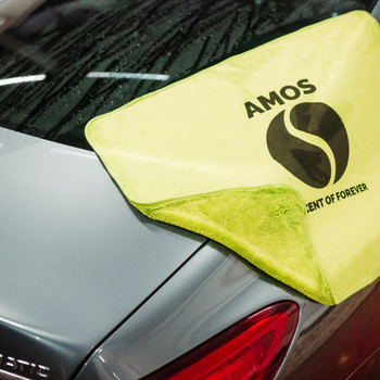 Toalla de microfibra ultra absorbente AMOS Powerfluff verde 1000 GSM 60 x 80 cm + Guante de REGALO