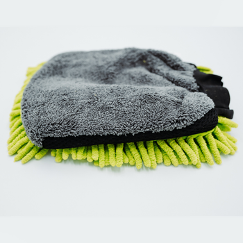 Toalla de microfibra ultra absorbente AMOS Powerfluff verde 1000 GSM 60 x 80 cm + Guante de REGALO