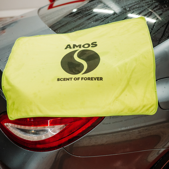 Toalla de microfibra ultra absorbente AMOS Powerfluff verde 1000 GSM 60 x 80 cm + Guante de REGALO