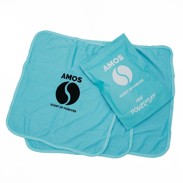 Set de 3 toallas de microfibra azules AMOS Powerfluff Mini 250 GSM 40 x 40 cm