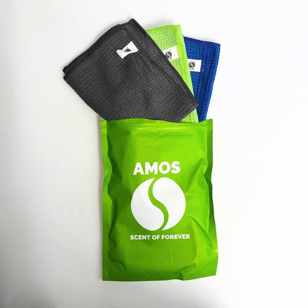 Set de 3 toallas de microfibra de colores AMOS 400 GSM 40 x 40 cm